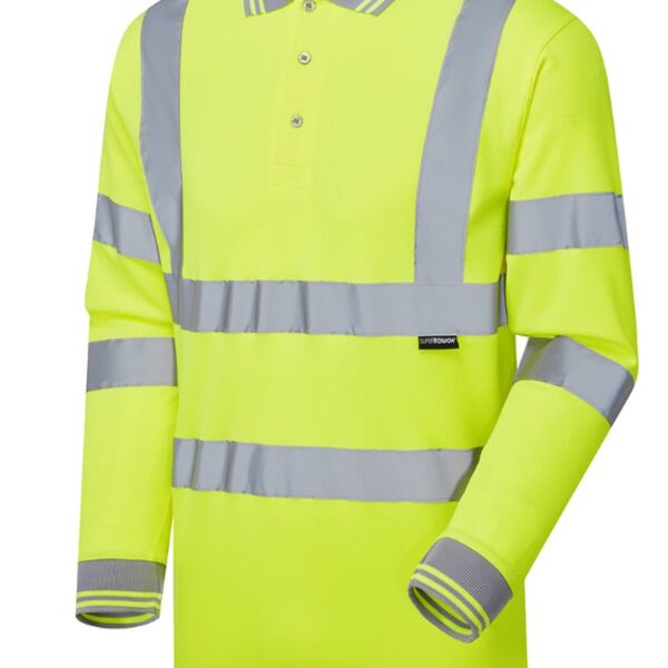 35E41-7 - Hi Vis Long Sleeve Bird Eye Polo Thumbnail