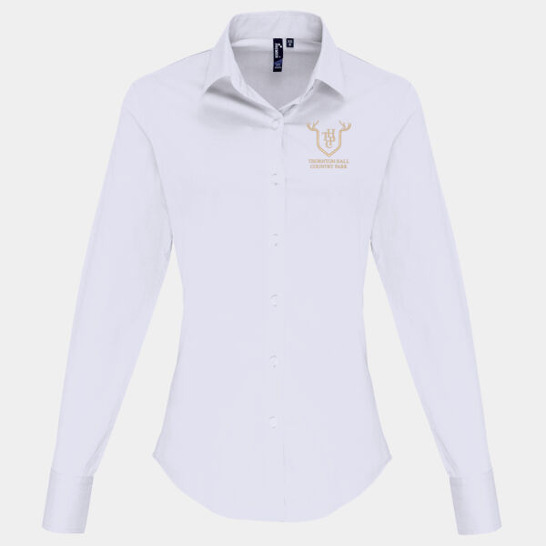 PR344 Women's stretch fit cotton poplin long sleeve blouse Thumbnail